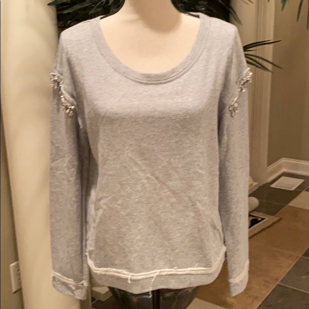 Athleisure sweatshirt with rhinestone trim